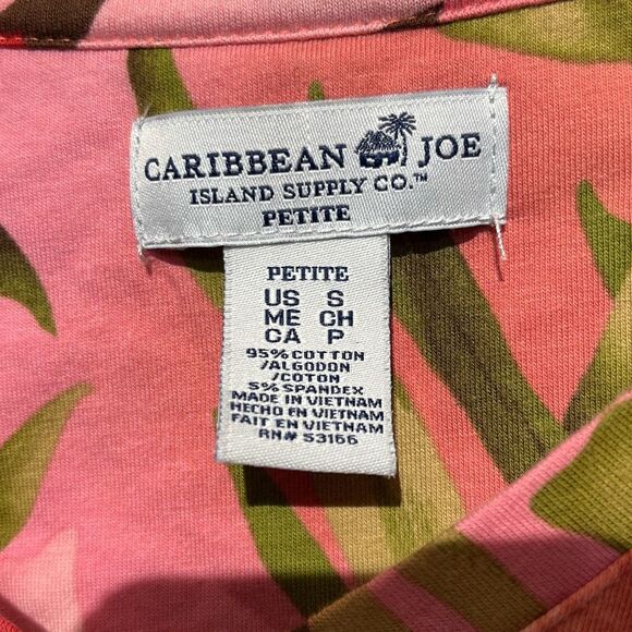 Caribbean Joe Women's Multicolor Floral V-Neck 3/4 Sleeve Blouse Petite Small - Picture 10 of 10